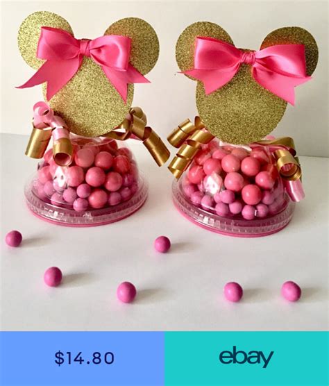 Minnie Mouse Gold And Pink Party Favor Candy Containers Set Of 8 Empty