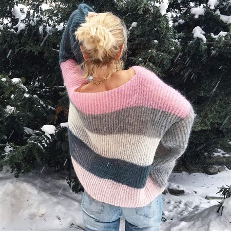 Pink sweater, mohair sweater, striped sweater, gray sweater, loose sweater, gray pullover ...