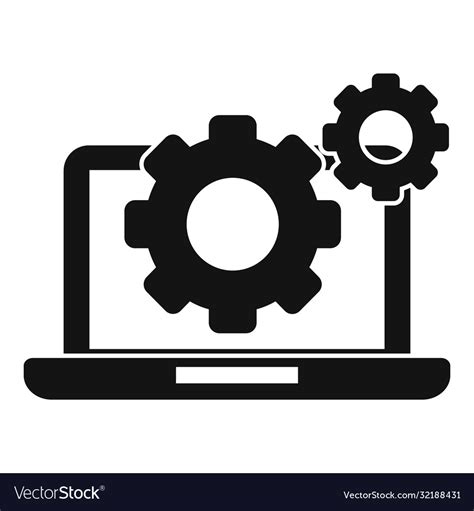 Laptop Gear System Icon Simple Style Royalty Free Vector