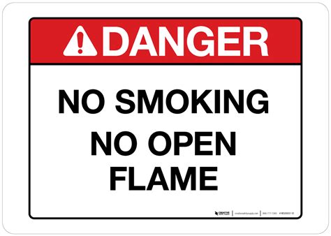 Danger No Smoking No Open Flame Wall Sign PHS Safety