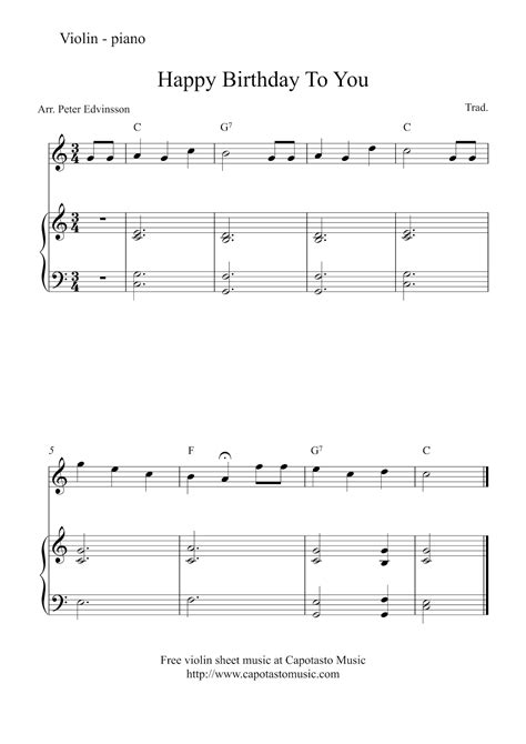 Now that you can identify the notes on the piano keyboard, let's get to the heart of the matter and learn happy birthday. Free violin and piano sheet music | Happy Birthday To You