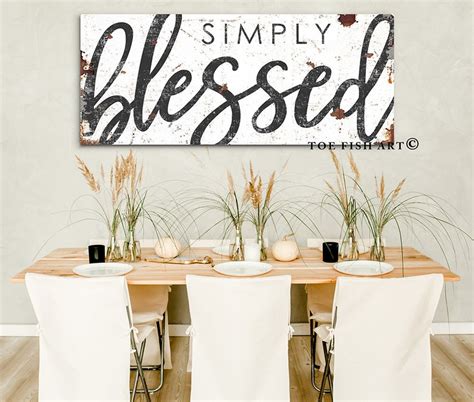 Simply Blessed Sign Modern Farmhouse Wall Decor Dining Room Etsy