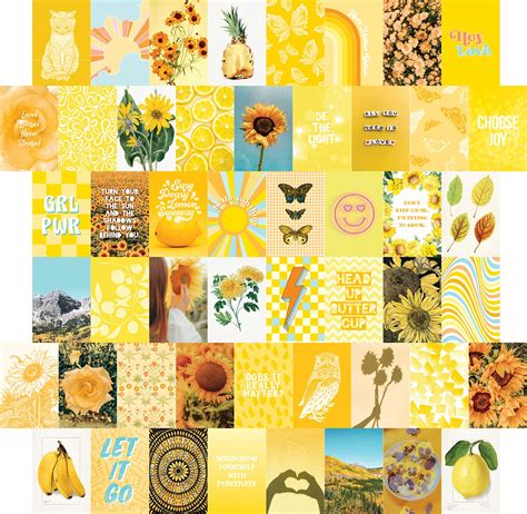 Buy Artivo Yellow Wall Collage Kit Aesthetic Pictures Yellow Room Decor For Teen Girls Bright