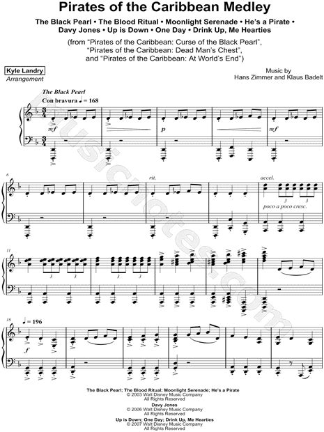 Complete list of sheet music. Kyle Landry "Pirates of the Caribbean Medley" Sheet Music (Piano Solo) in D Minor - Download ...