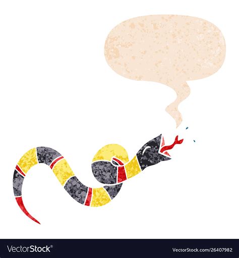 Cartoon Hissing Snake And Speech Bubble In Retro Vector Image