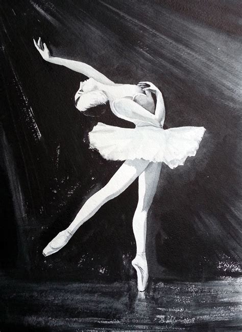 Swan Lake Ballerina 2016 Ink Drawing By Olga Beliaeva Watercolour