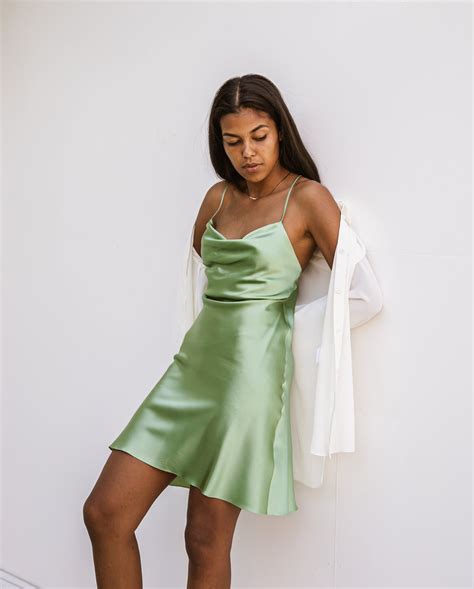 Celebs and fashion influencers across the world got fully on board with the idea of '90s satin slip dresses and silk slip dresses in slinky fabric. Short silk slip dress sage green Mini slip dress pistachio ...