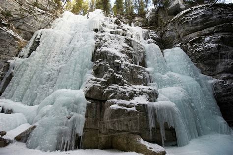 Frozen Waterfall At Maligne Canyonalberta Canada Stock Photo Dissolve