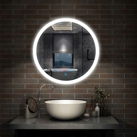 Round Led Bathroom Wall Mirror Demister Illuminated Light Up 600x600 Waterproof Ebay