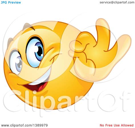 Clipart Of A Cartoon Yellow Smiley Face Emoji Emoticon Gesturing Ok