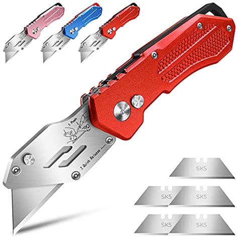 Box Cutter Folding Utility Knife Heavy Duty Lockback Design Aluminum