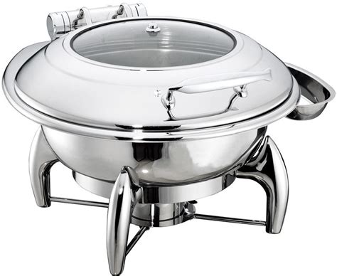 Round Chafing Dish Hydraulic Lid With Glass Window Optional φ35cm 6