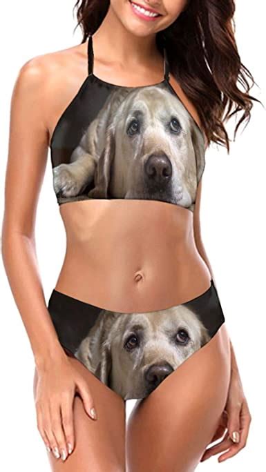 Labrador Hund Strandanz Ge Damen Vivid Bikini Lace Up Badeanzug Quick