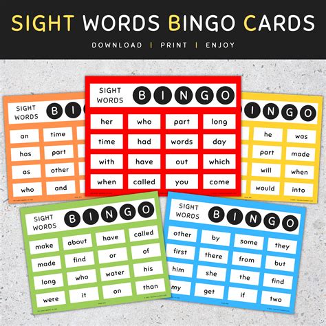 Sight Words Bingo Cards 1st 100 Fry Sight Words Fun Activities Made