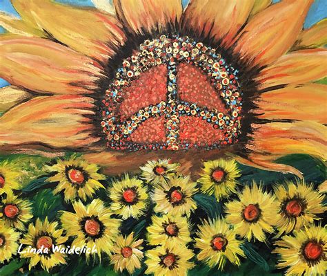 Hippie Sunflower Painting By Linda Waidelich Fine Art America