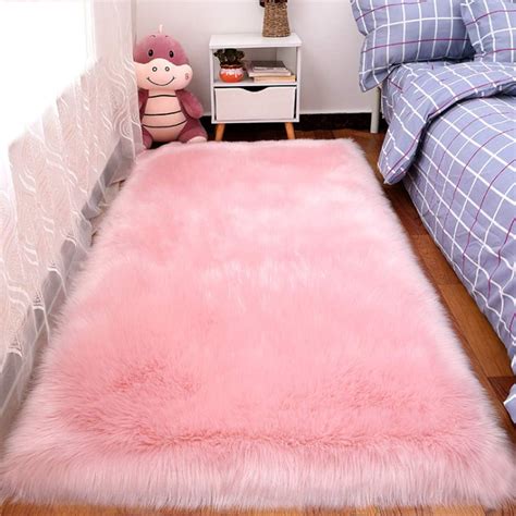 Wissec Faux Fur Rug Soft Pink Fluffy Rugfluffy Carpetfaux Sheepskin