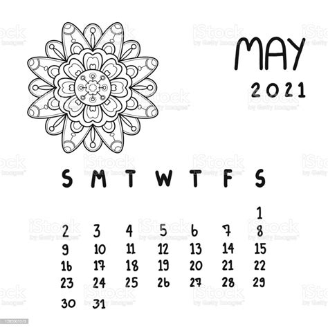 Calendar 2021 May Month Stock Illustration Download Image Now 2021