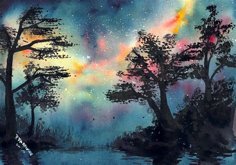 The Night Sky Watercolor 44x30cm Rpainting