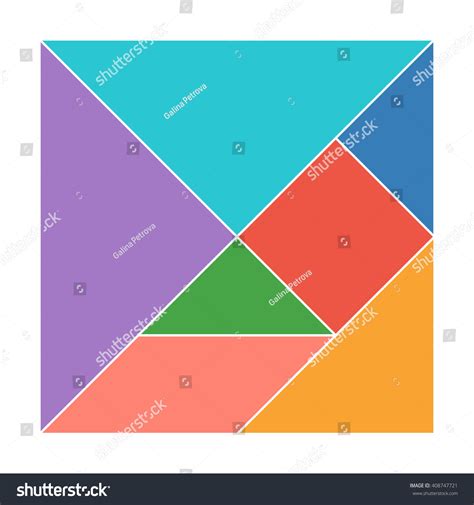 Tangram Traditional Chinese Dissection Puzzle Seven Stock Vector