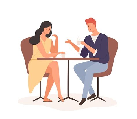 premium vector cartoon couple enjoy romantic date drink coffee together vector flat
