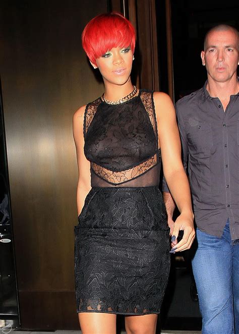 Rihanna Showing Off Her Boobs In Black See Through Dress Porn Pictures