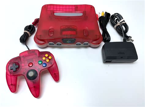 Nintendo 64 N64 System Watermelon Red Clear System Console W Oem Cont