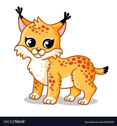 Cute Lynx On A White Background In Cartoon Vector Image
