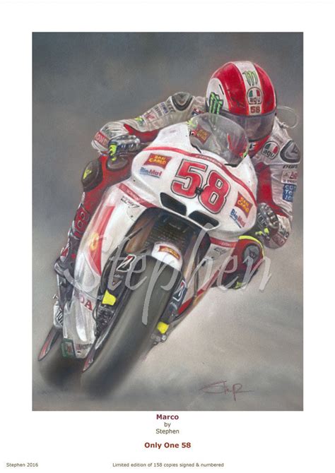 Marco Simoncelli Only One 58 Ltd Edition Giclee Fine Art Print 158 C