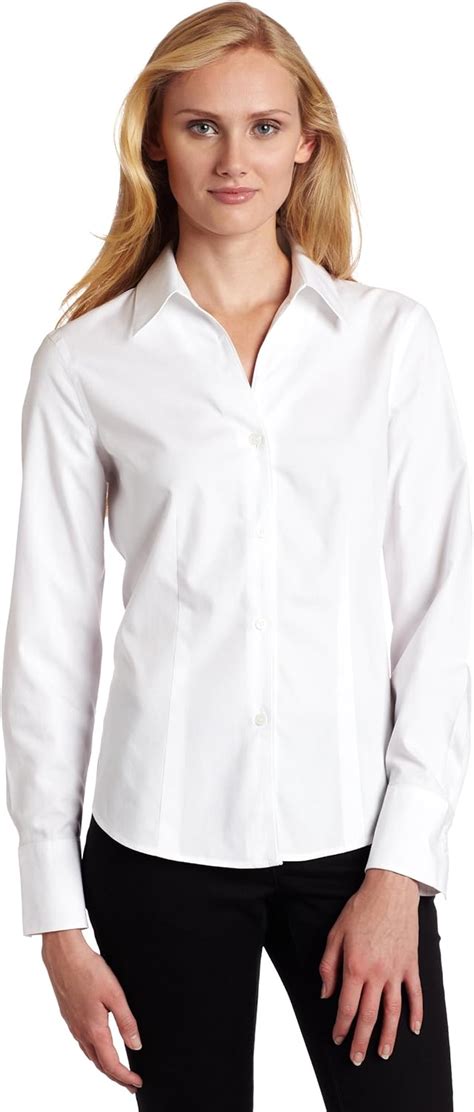 Jones New York Womens Long Sleeve No Iron Easy Care Shirt White 12