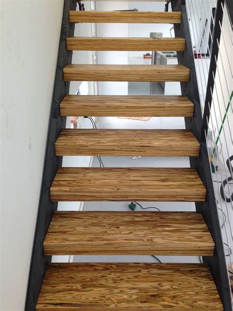Paralam Lumber Tread With Steel Stringer Stairs Rustic Staircase