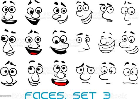 Cartoon Doodle Faces With Different Emotions Stock Illustration