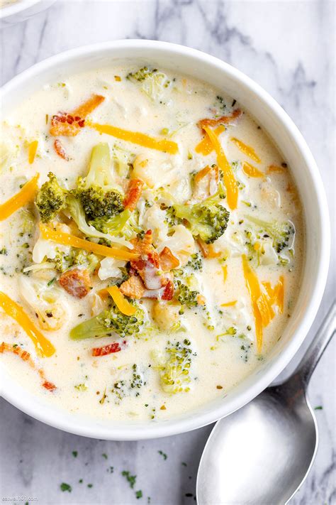 Broccoli Cauliflower Cheese Soup Recipe With Bacon Broccoli