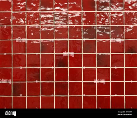 Glazed Red Wall Tiles With White Grouting Stock Photo Alamy