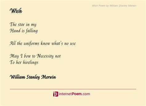 Wish Poem By William Stanley Merwin
