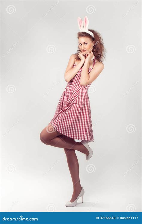 Girl Wearing Easter Bunny Costume Stock Image Image Of Funny