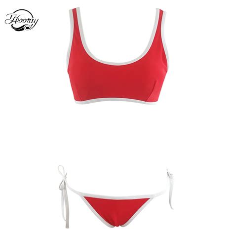 2018 Sexemara Sexy High Neck Bikini Swimwear Push Up Swimsuit Red Thong Biquini Beach Wear Women