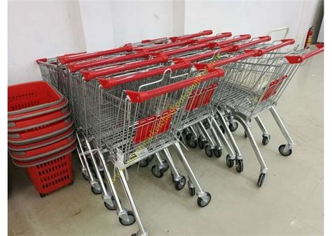 Grocery Store Wire Shopping Trolley Metal Retail Carts 60l With Zinc Plated