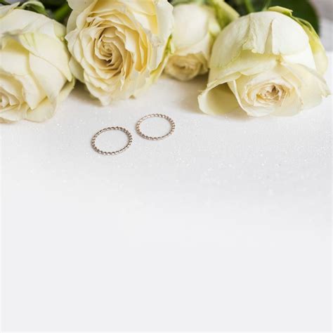 Alianças De Casamento E Rosas Frescas No Fundo Branco Foto Grátis