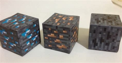 Mini At Least Papercraft Minecraft Iv Diamante Diamond Carbón Coal
