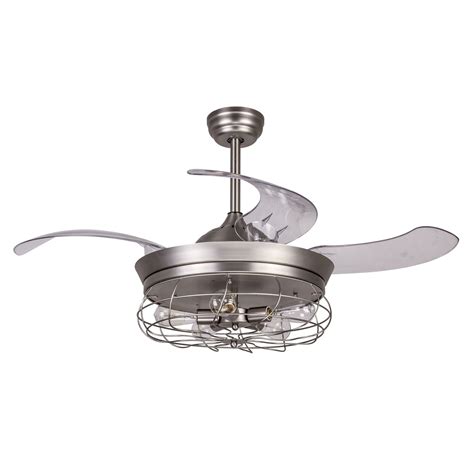 Industrial Ceiling Fan With Retractable Bladeslight And Remotesatin