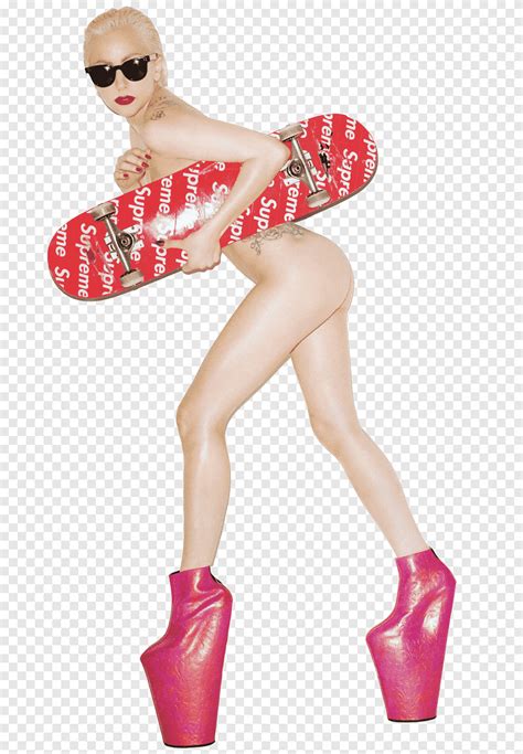 Lady Gaga En Hq Naked Woman Wearing Stiletto Pumps Holding Skateboard