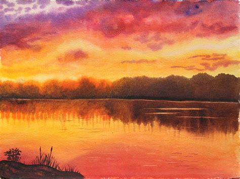 Sunset Lake Art Watercolor Painting Class Demo By Cathy Hillegas