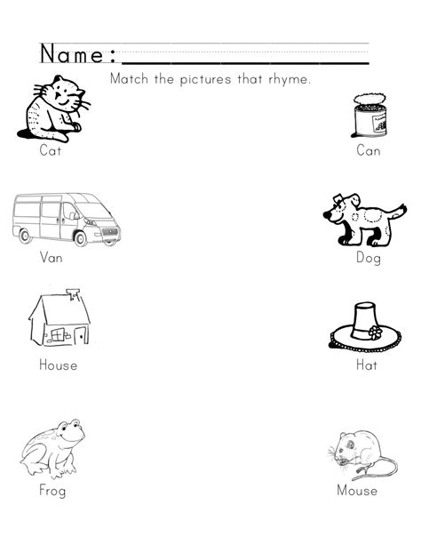 Rhyming Worksheets For Kindergarten