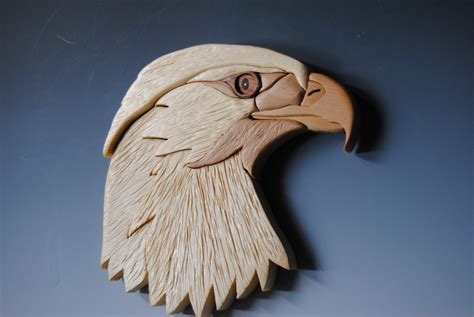 Bald Eagle Wallhanging Wood Intarsia Sculpture Mosiac Wallhanging