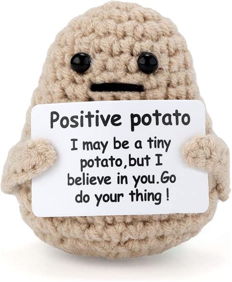 Mini Funny Positive Potato 3 Inch Knitted Potato Toy With Positive Card Creative Cute Wool