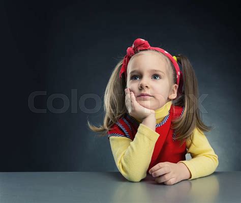Little Girl Thinking Stock Image Colourbox