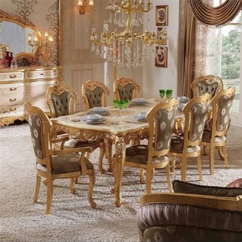These large tables can seat up to 10 people with 5 sat down both sides very comfortably and we offer the 8 seater dining set shown below. Acme Golden Gold Leaf 8 Seater Dining Table, Size ...