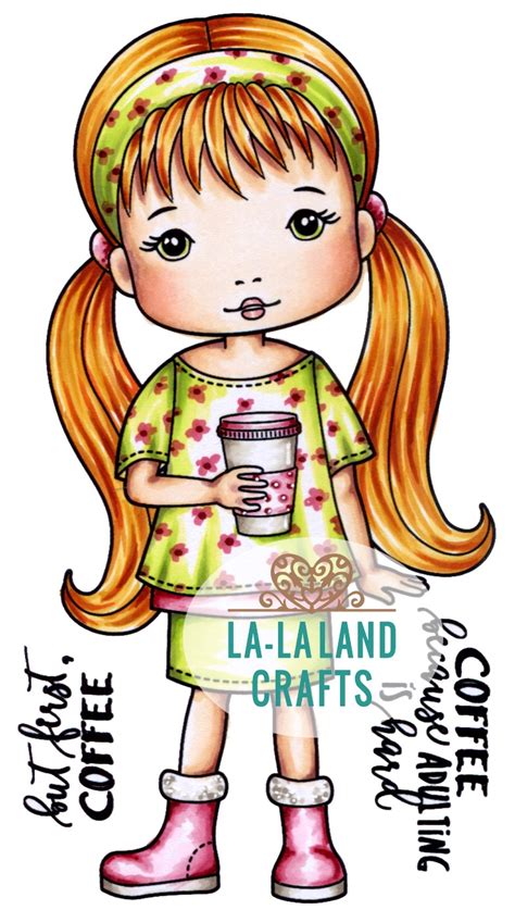 La La Land Crafts Rubber Cling Stamp Molli With Coffee