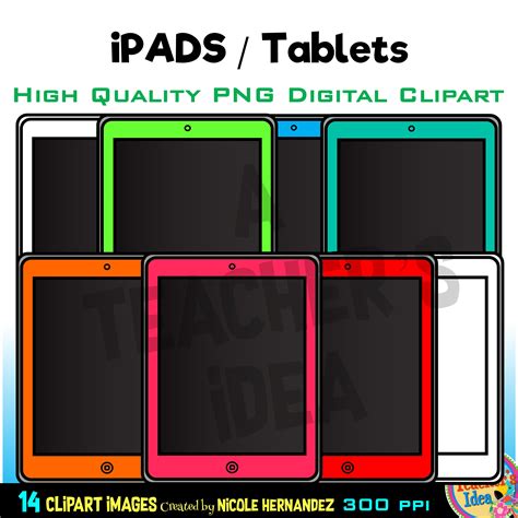 14 Tablet Clipart Ipad Clipart Tablet Clip Art Blank Etsy