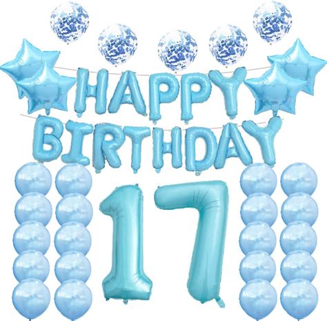 17th Birthday Decorations 17th Balloons Bluenumber 17 Mylar Balloon
